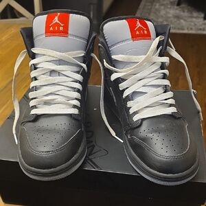 Jordan Black and Gray Sneakers with Red Accents